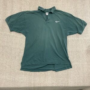 vintage Nike Polo shirt mens medium Green 2000s y2k swoosh logo